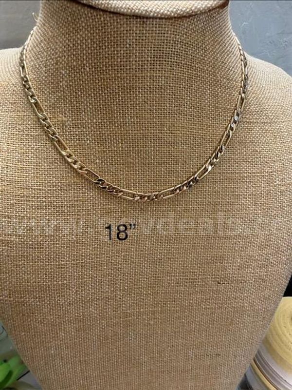 Gorgeous, 18 Inch Italian Figaro Necklace Chain, Real 24k Gold Filled
