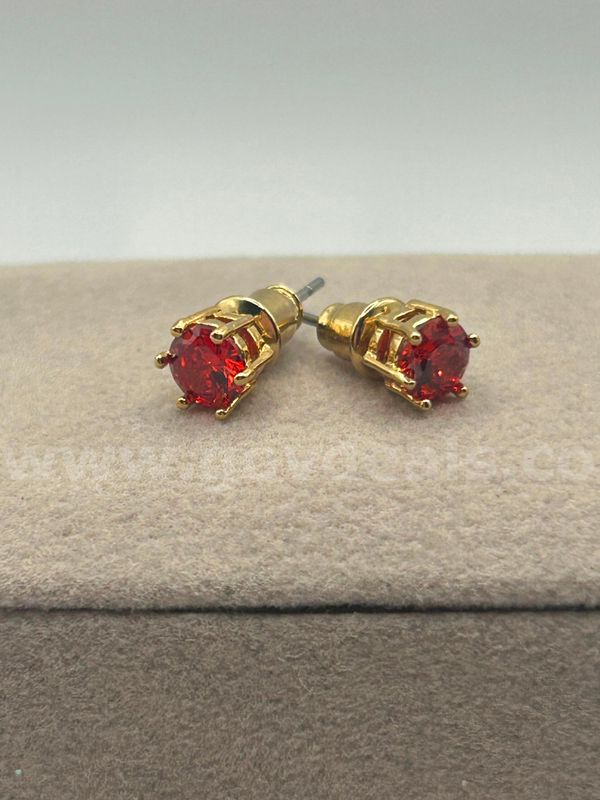 Small CZ January Birthstone Stud Earrings, 24K Real Gold Filled
