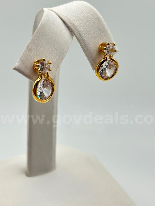 Classic Drop CZ Earrings 24K Real Gold Plated. FREE SHIP W/ WIN!!