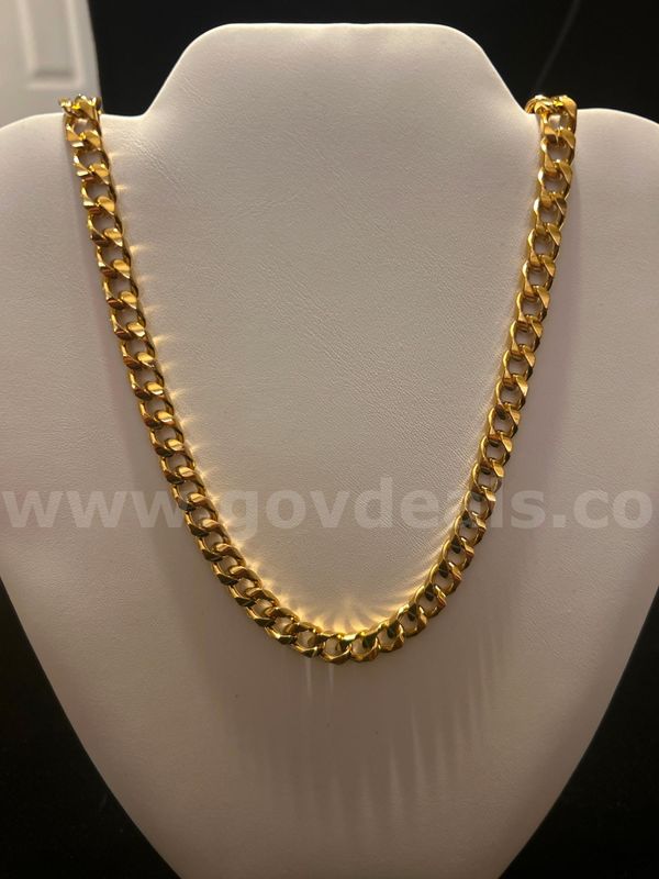 Heavy, Gold, 18” Square Link Necklace! 24K Real Gold Plated