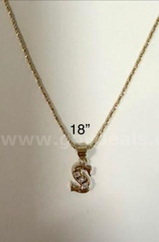 Beautiful,18 Inch Diamond Cut Box Chain, w/CZ “S” Initial Pendant, Real 24k Gold Filled