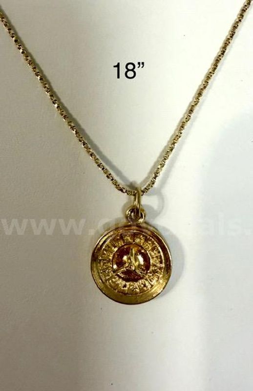 18 Inch, Diamond Cut Box Chain Necklace, W/Unique Roulette Wheel Pendant, Real 24k Gold Filled