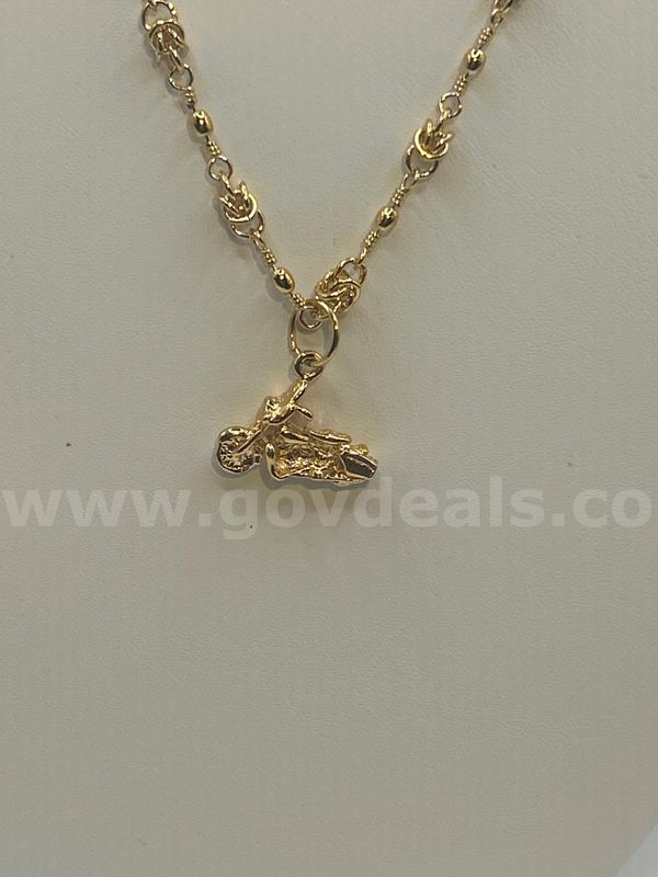 24”, 24k Gold, Accent Necklace W/ Small Motorcycle Pendant. FREE SHIPPING W/ BUY IT NOW