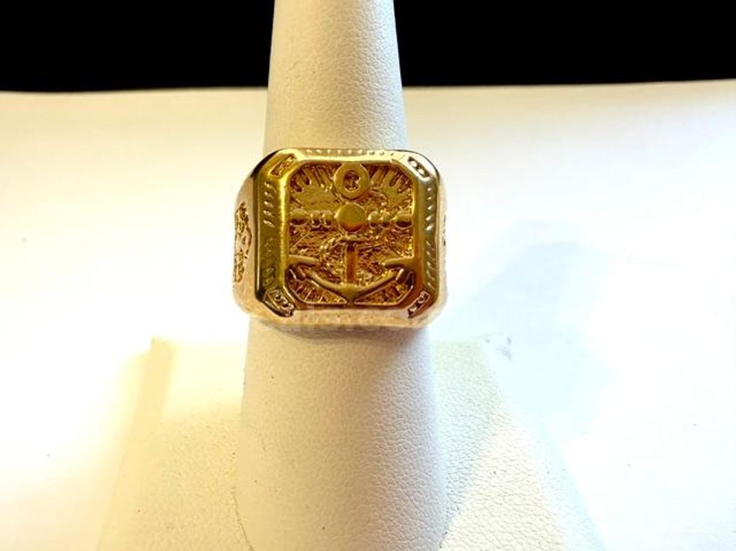 Beautiful, Men's, Size 8, Mariners, Religious Ring, Real 24k Gold Filled