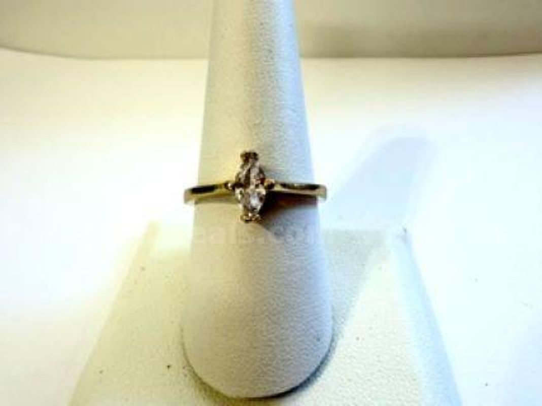 Ladies, Size 9, CZ Solitaire Marquee Bridal Ring, Real 24k Gold Filled