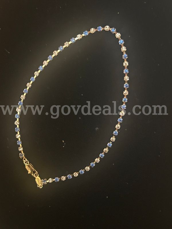 24k Gold, Gorgeous 9 1/2”, Saphire & CZ Anklet!/Bracelet! Read⬇️