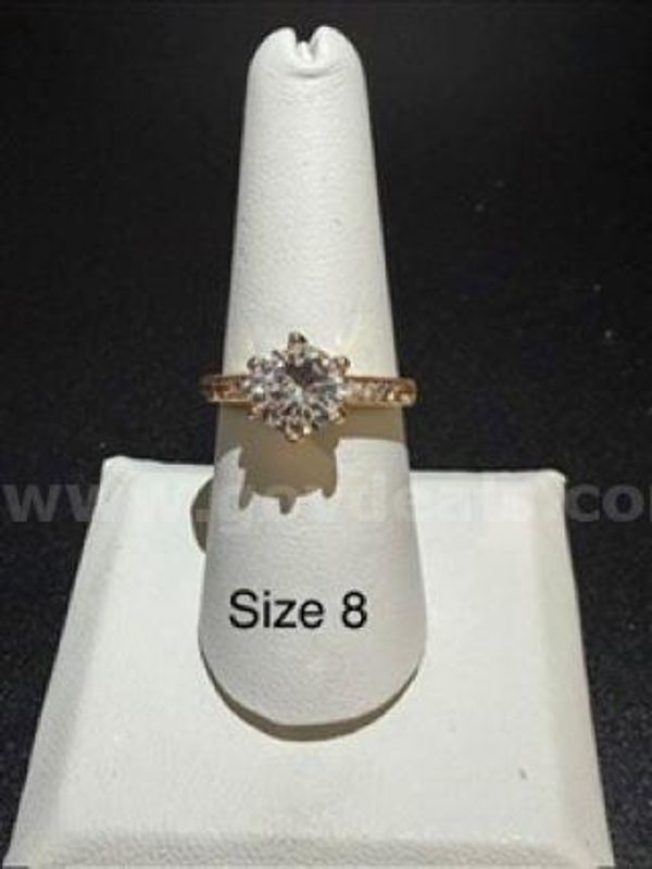 Gorgeous, Ladies, 2 Carat, CZ Brilliant Solitaire, Bridal Ring W/Accents, Real 24k Gold Filled