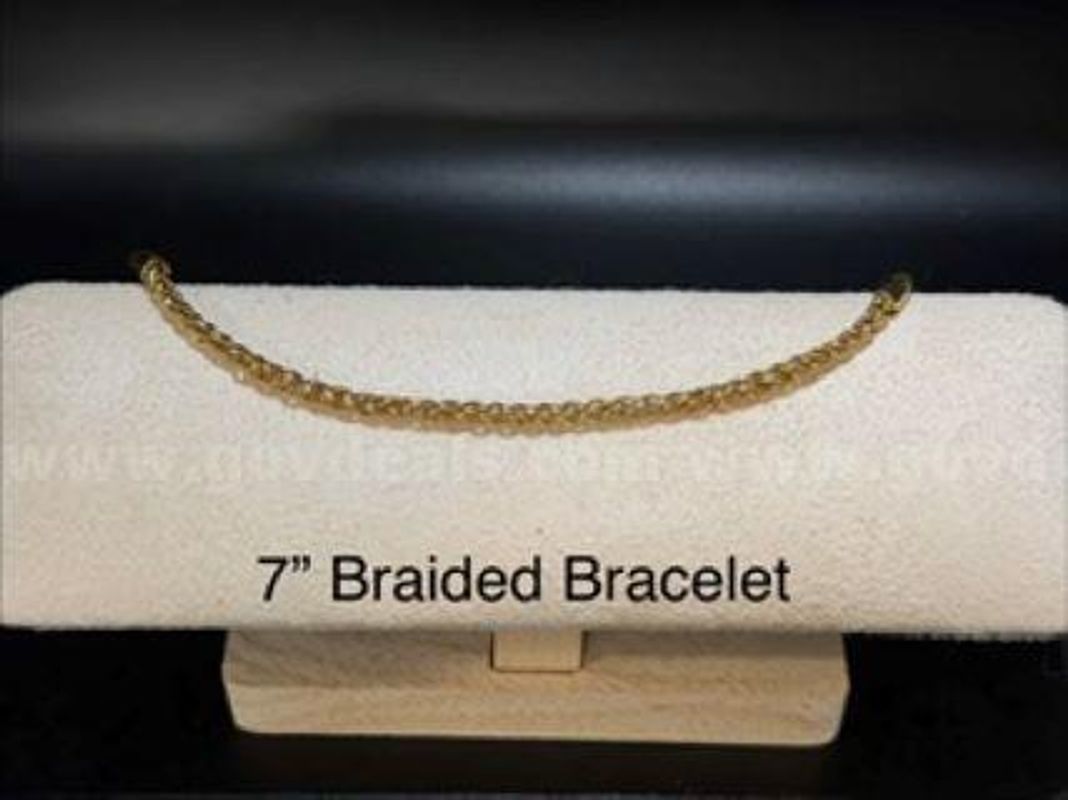 Ladies, 7 Inch, Braided Bracelet, Real 24k Gold Plated