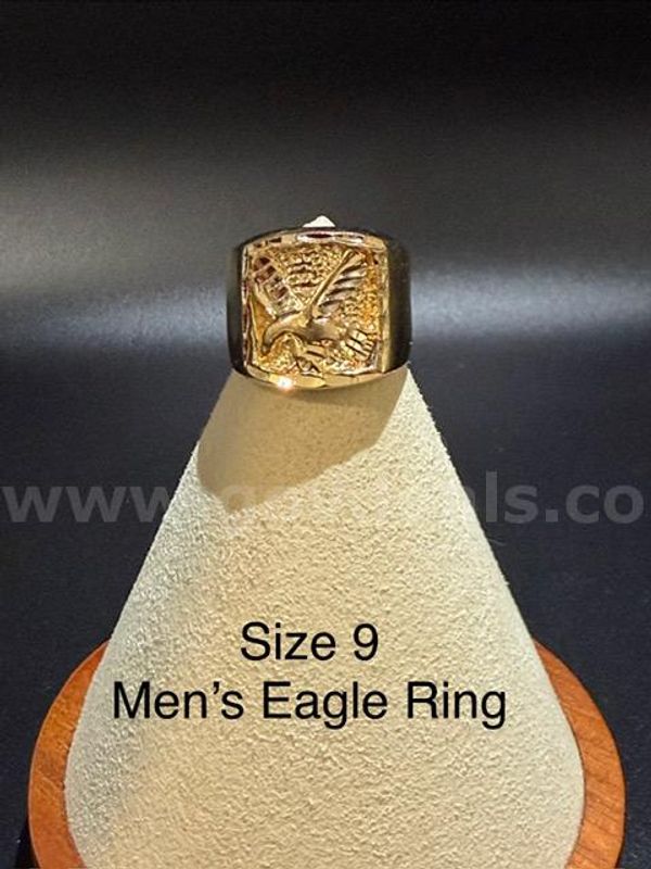 Beautiful, Men's, Real 24k Gold Plated, Size 9, Eagle Ring