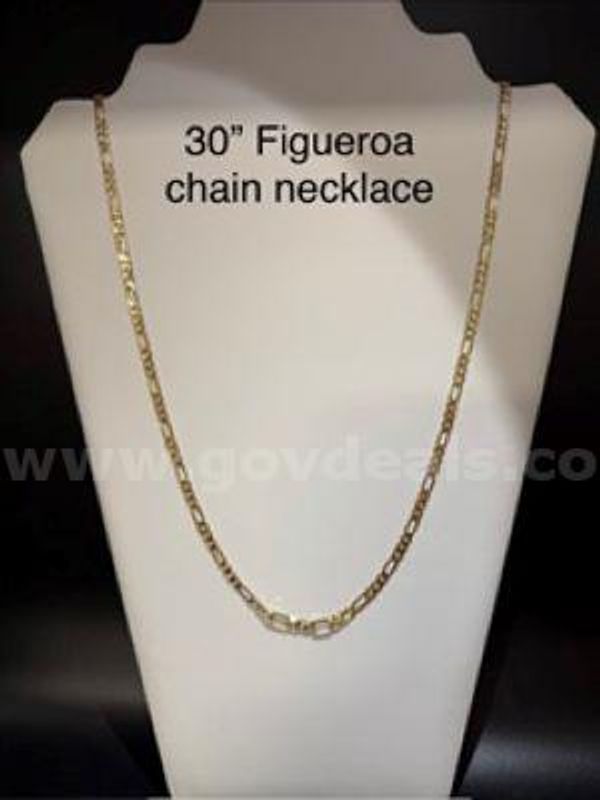 Rare, 30 Inch, Italian Figaro Chain Necklace, Real 24k Gold Filled