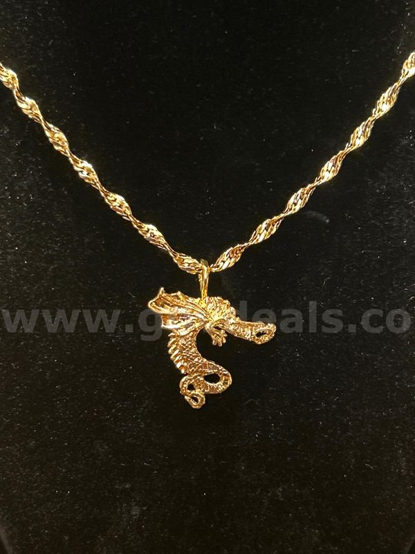 24k Gold, 20” Twister Necklace & Dragon Pendant. Read ⬇️