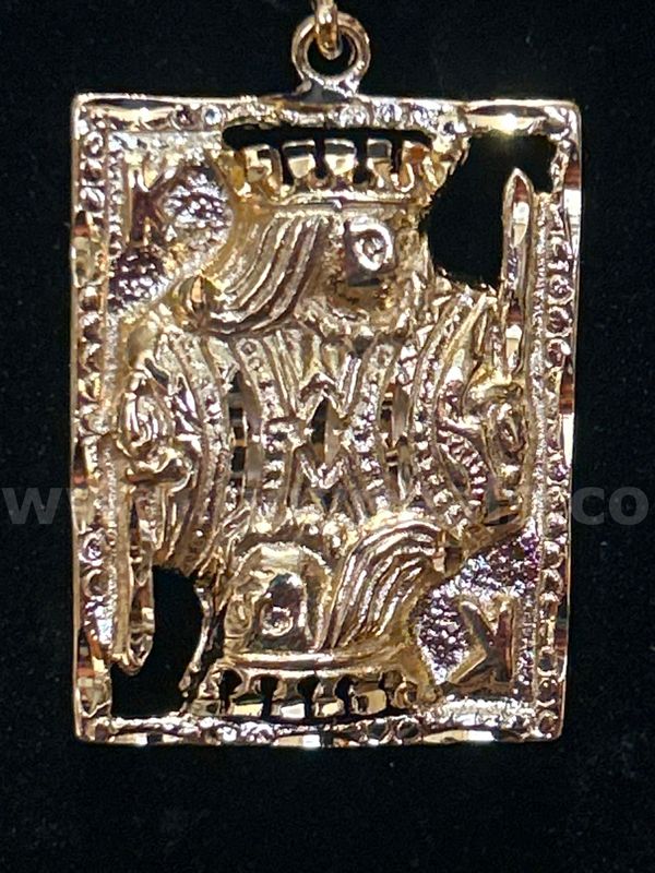 20” Chunky Figaro W/ Large King Card Pendant.24K Real Gold Plated