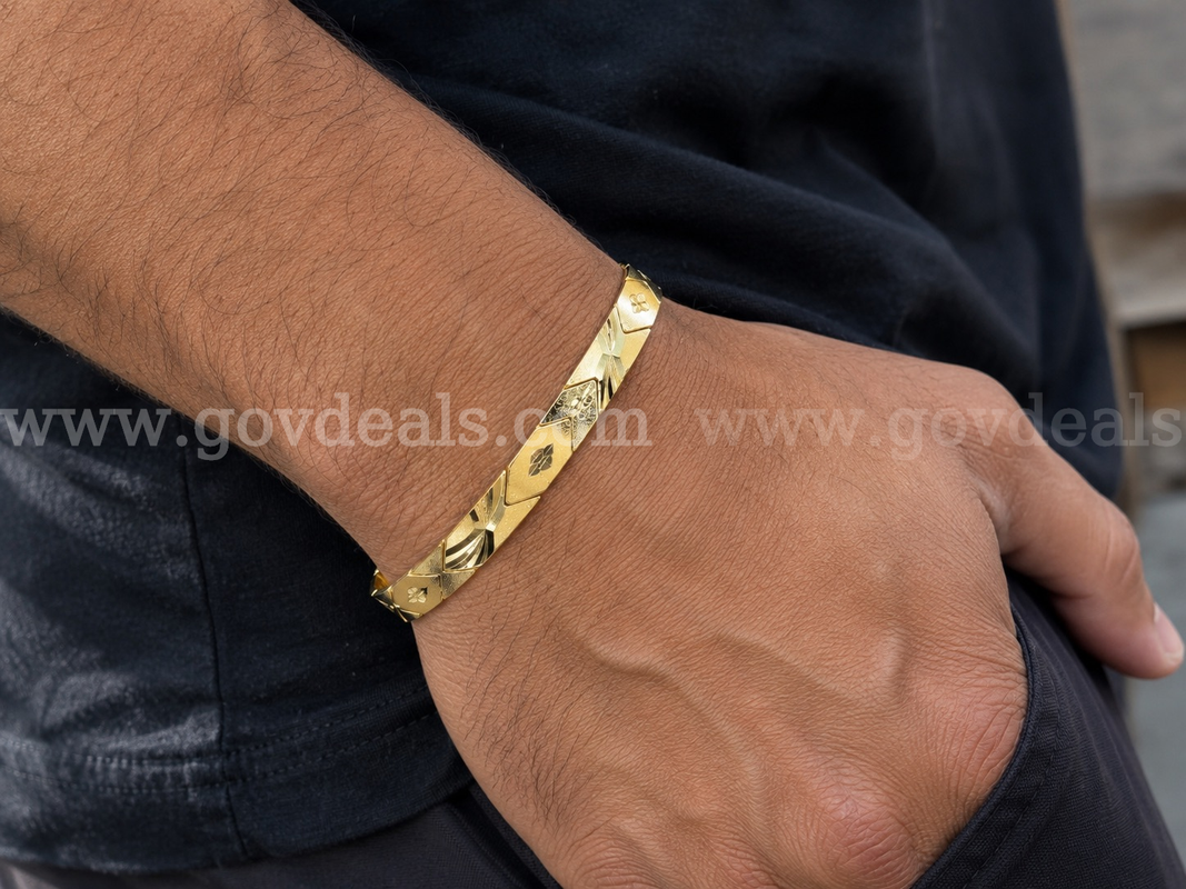 7.5” Mens Diamond Cut ID Bracelet . 24K Real Gold Filled