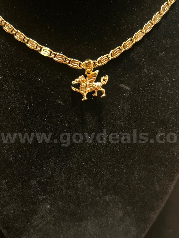 Small Dragon w/22” Necklace. 24K Real Gold Plated