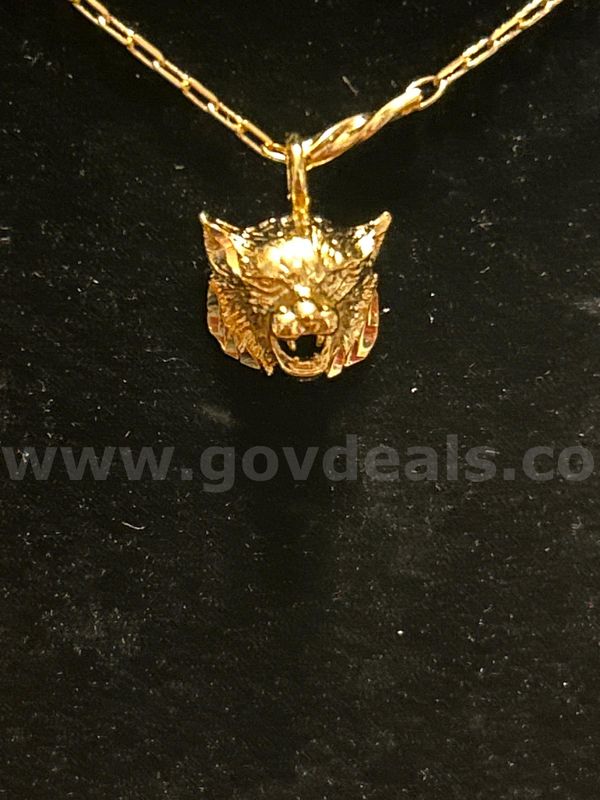 Wolf Head Charm w/22” Dainty Necklace. 24K Real Gold Plated