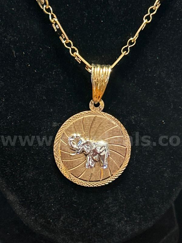 Two-toned Elephant Pendant with 25 Inch Chain.24K Real Gold Plated FREE SHIPPING W/ BUY IT NOW!