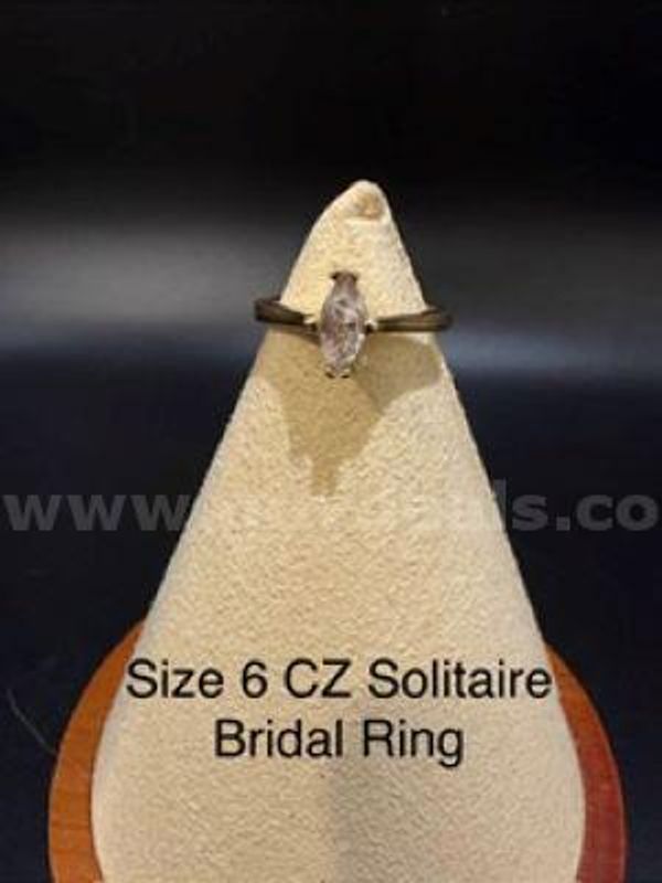 Beautiful Size 6, Ladies CZ Solitaire Bridal Ring, 24k Real Gold Filled