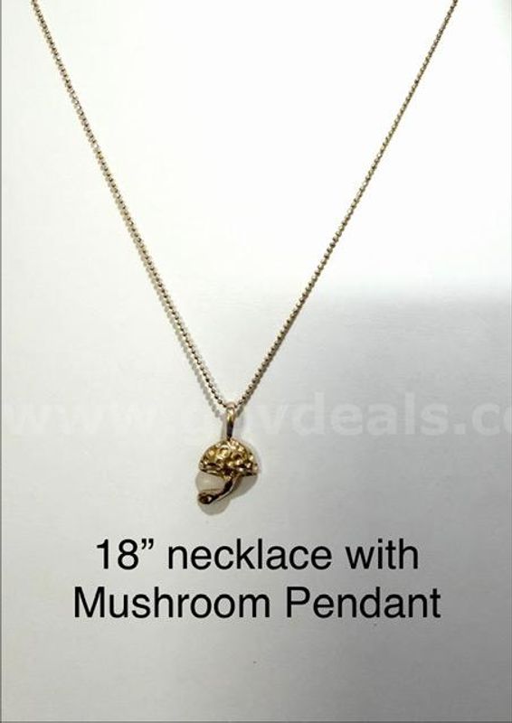20” Necklace, w/Mushroom Pendant, 24k Real Gold Filled