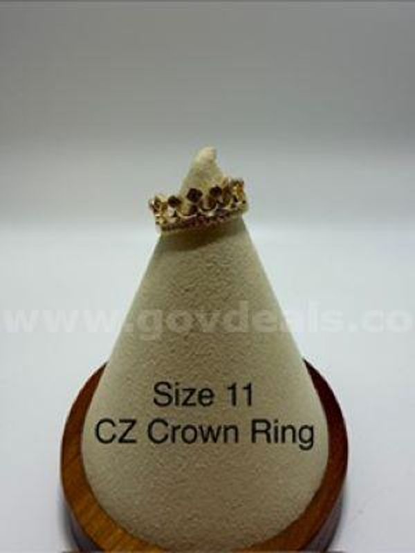 Unique, Size 11, Men's, CZ Crown Ring, Real 24k Gold FIlled