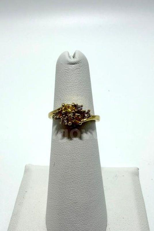 Size 5, Ladies, Topaz, CZ November Birthstone Ring, 24K Real Gold Plated