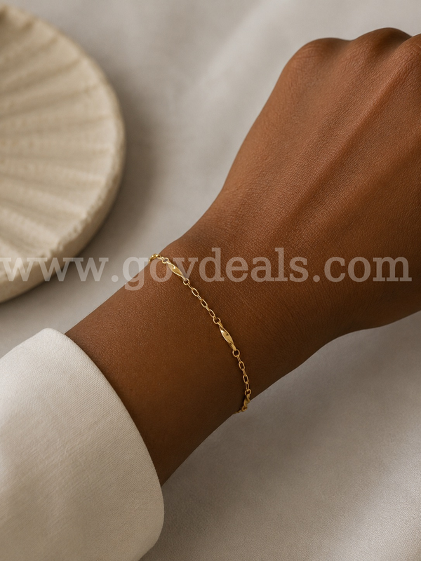 7 ", Ladies, Station Link Bracelet, 24K Real Gold Filled.