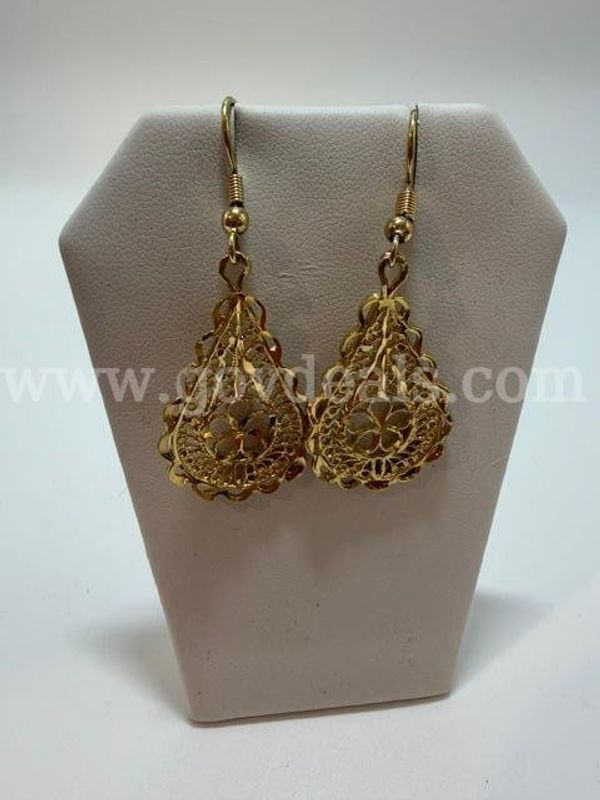 Beautiful, Filigree Hanging Earrings, Real 24k Gold Filled