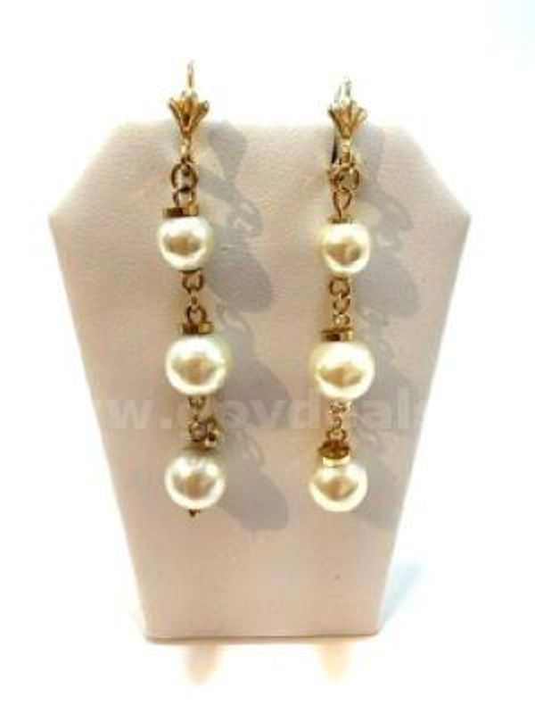 Beautiful, CZ, Pearl Hanging Earrings, Real 24k Gold Filled