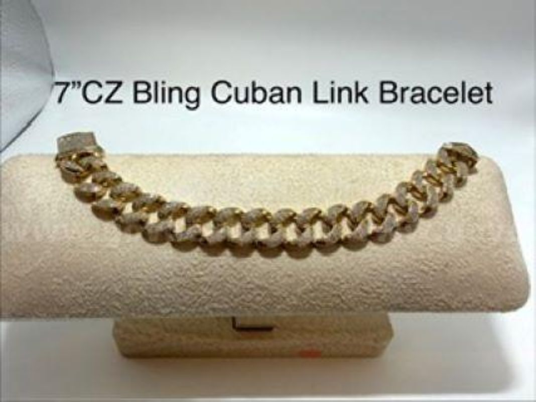 Beautiful, Real 24k Gold Filled, 7 Inch, Cuban Link CZ Bling Bling Bracelet