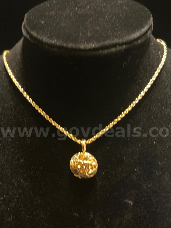1mm, 16 Inch, Diamond Cut Rope Chain W/ Mexico Soccer Pendant. 24k Real Gold Filled.