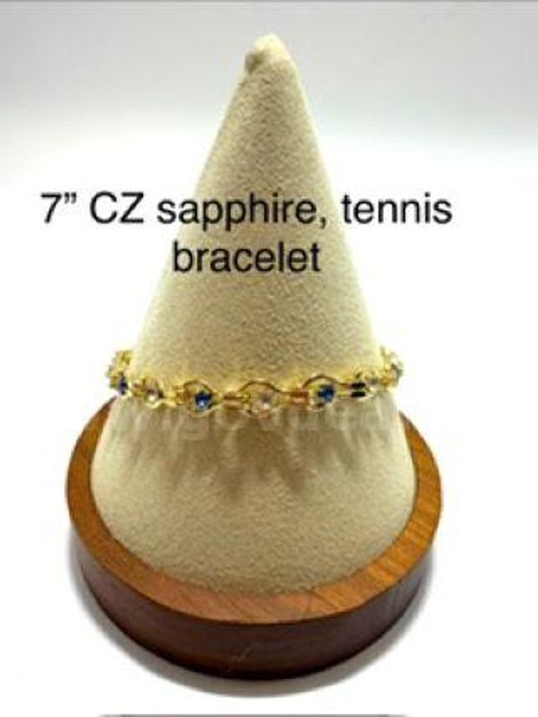 Gorgeous, Ladies, Real 24k Gold Filled, 7 Inch, CZ Sapphire, Tennis Bracelet