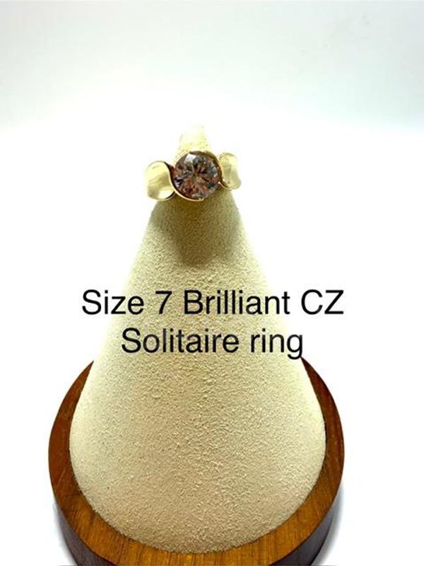 Beautiful, Ladies, Real 24k Gold Filled, 3 Carat, Size 7, CZ Brilliant Solitaire Ring