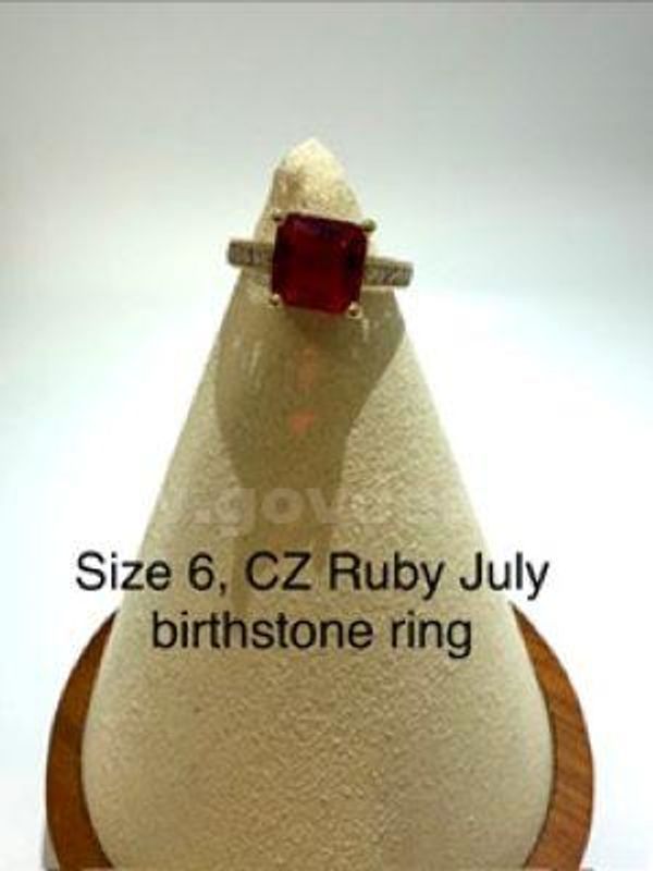 Beautiful, Ladies, Real 24k Gold Filled, Size 5, CZ, Ruby (July), Birthstone Ring