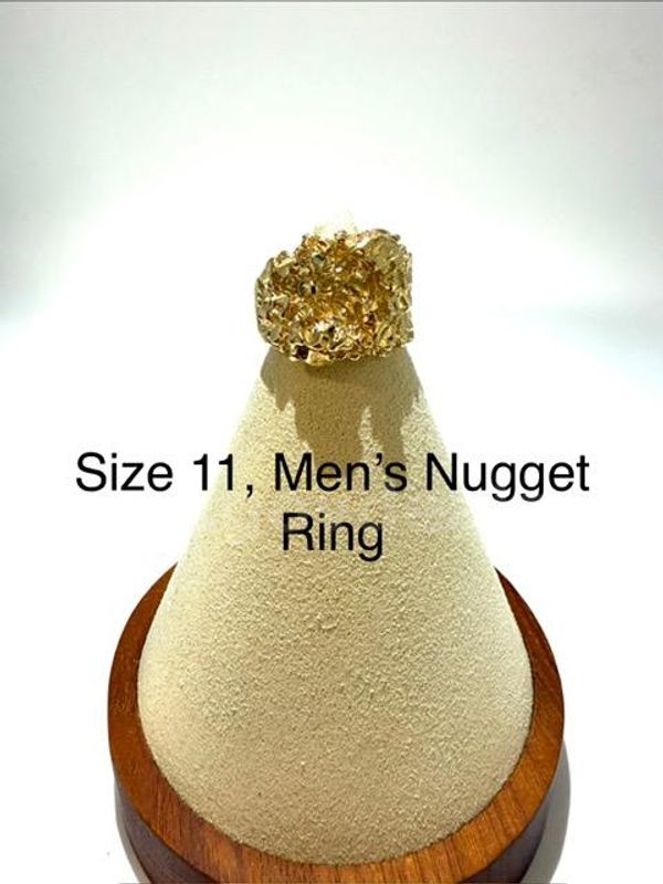 Gorgeous, Men's, Real 24k Gold Filled, Size 11, Nugget Ring