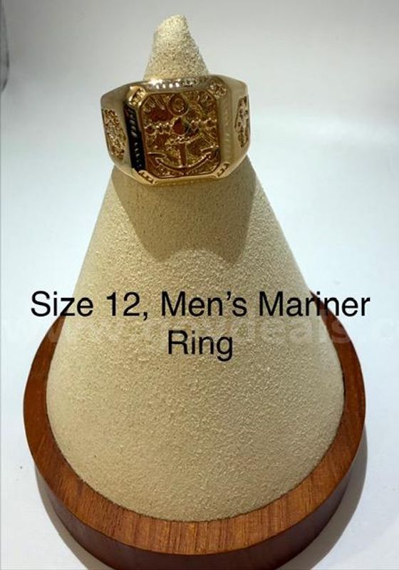 Gorgeous, Men's, Real 24k Gold Filled, Size 12, Mariner/Religious Ring