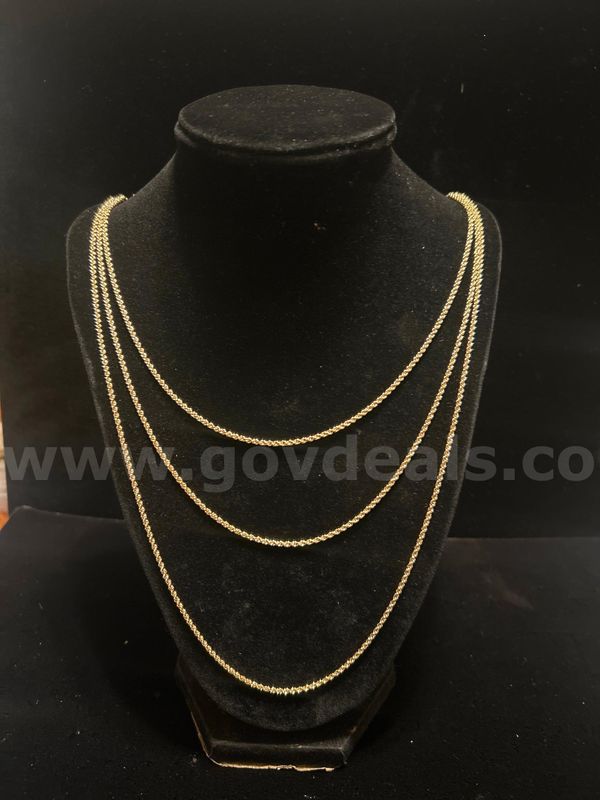 1mm, 3-in-1, French Rope Chain, 24"-28'. 24K Real Gold Filled.