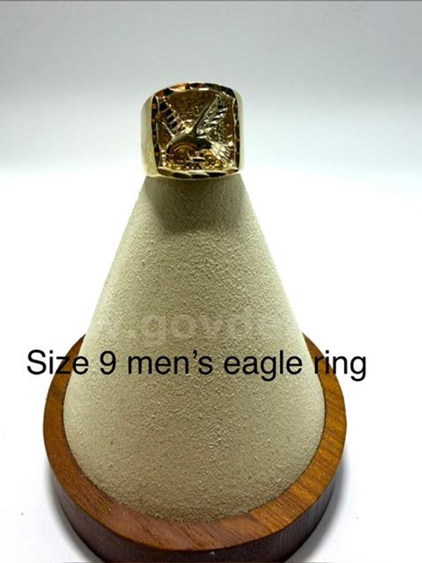 Beautiful, Men's, Real 24k Gold Filled, Size 9, Eagle Ring