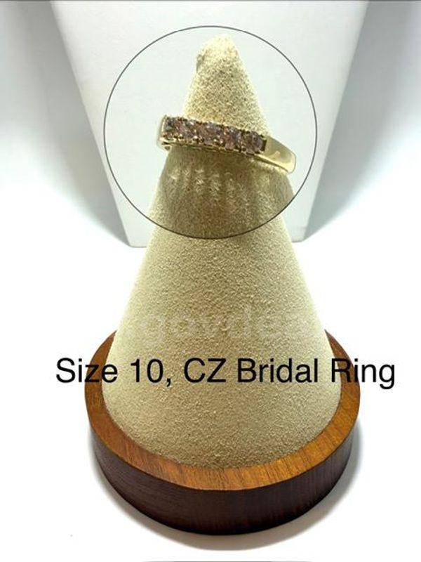 Stunning, Ladies, Real 24k Gold Filled, Size 10, CZ Bridal Ring