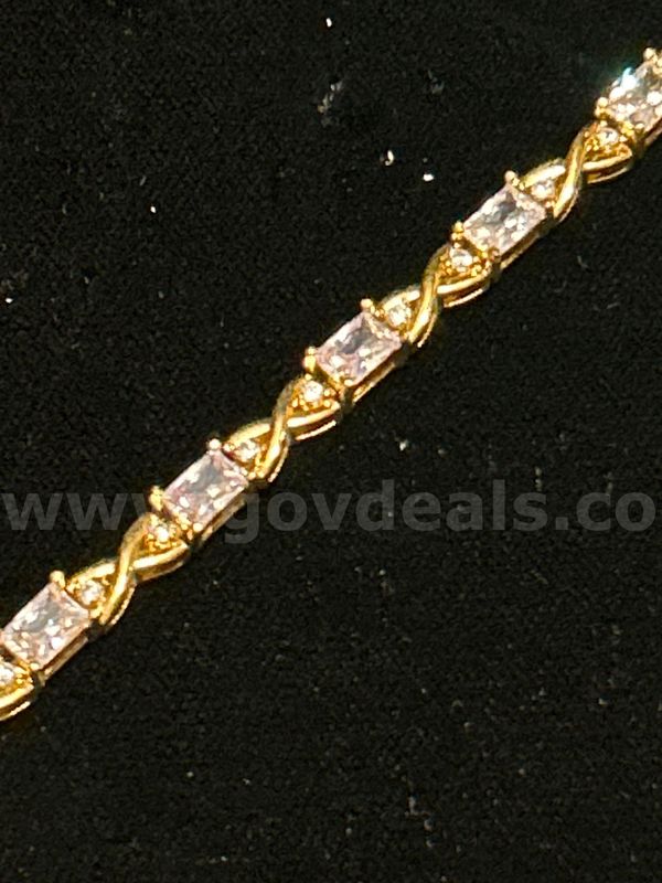 Gorgeous, 7 Inch, CZ Tennis Bracelet 24K Real Gold Filled