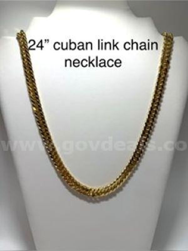Gorgeous, Thick, Real 24k Gold Filled, 24 Inch, Cuban Link Chain Necklace