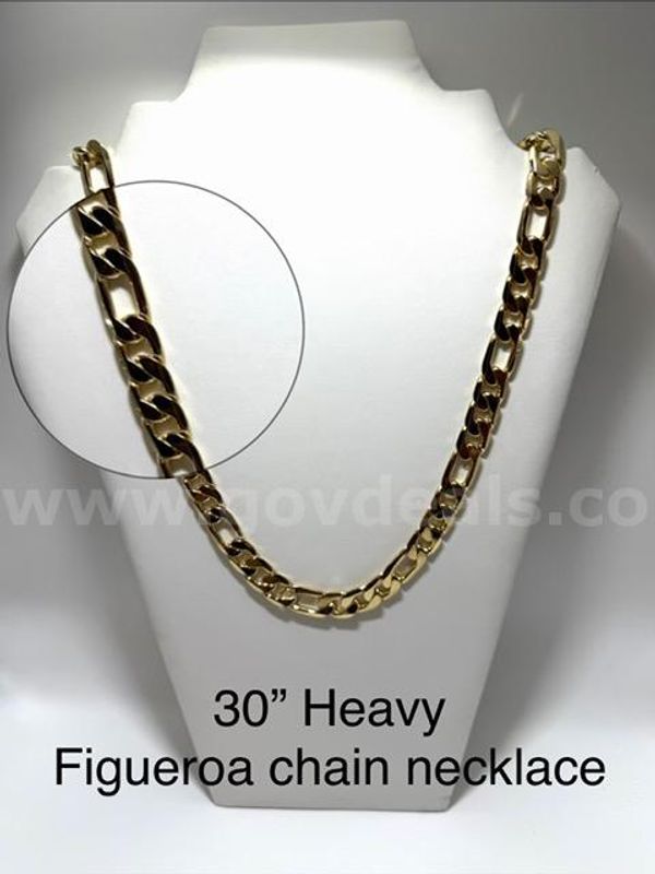 Gorgeous, Heavy, 30 Inch, Italian Figaro Chain, Real 24k Gold Filled, Necklace