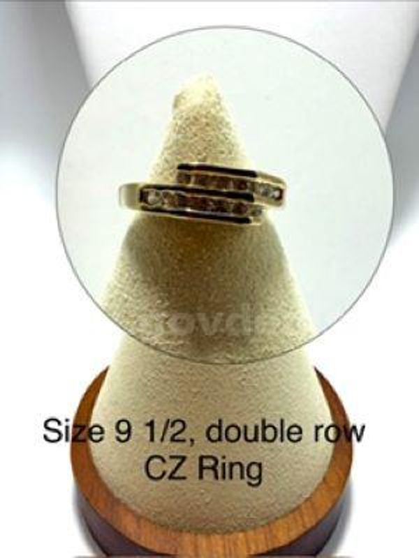 Ladies, Size 9 1/2, Real 24k Gold Filled, Double Row, CZ Wedding Band/Ring