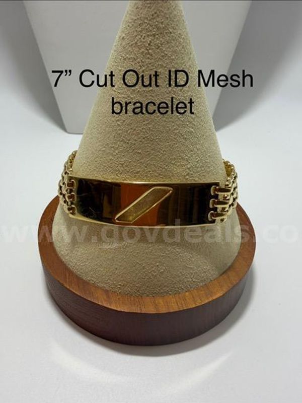 Beautiful, 7 Inch, Cut Out ID Mesh Bracelet, Real 24k Gold Filled