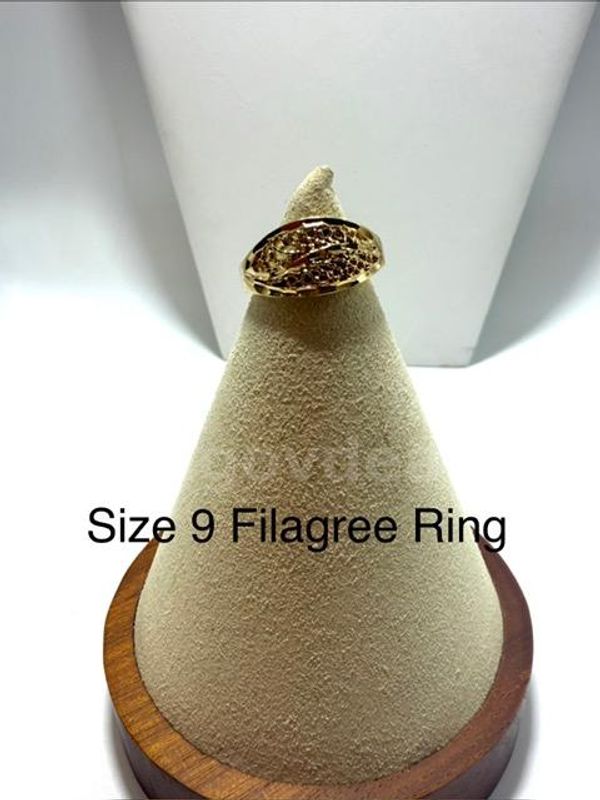 Beautiful, Size 9, Ladies, Filigree Ring, Real 24k Gold Filled