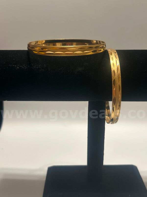 (2) 3” Diameter, Bangle, Bracelet. 24K Real Gold Filled.