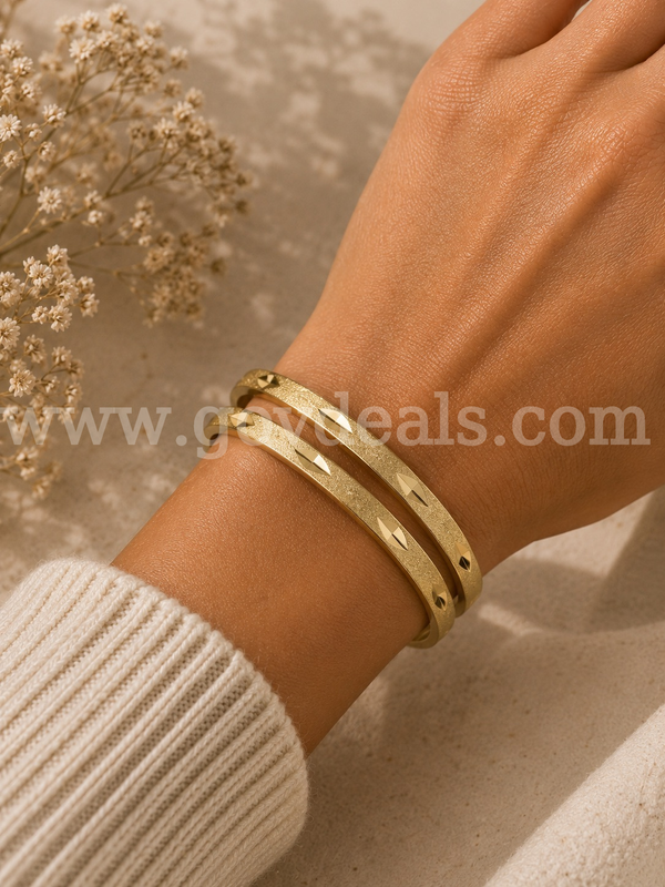 (2) 2 1/2” Diameter, Thin, Bangle, Bracelet, 24K Real Gold Filled.