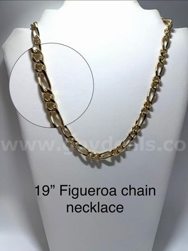 Beautiful,19 Inch, Italian Figaro Chain Necklace, Real 24k Gold Filled