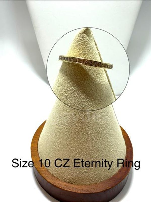 Beautiful, Size 10, Ladies, CZ Eternity Wedding Band/Ring, Real 24k Gold Filled