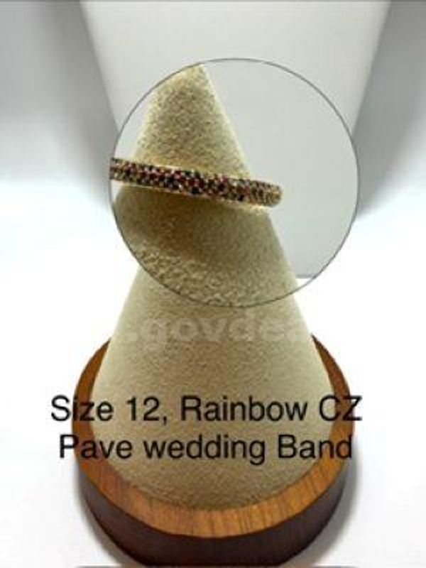 Beautiful, Ladies, Real 24k Gold Filled, Size 12, CZ Rainbow Pave Wedding Band/Ring