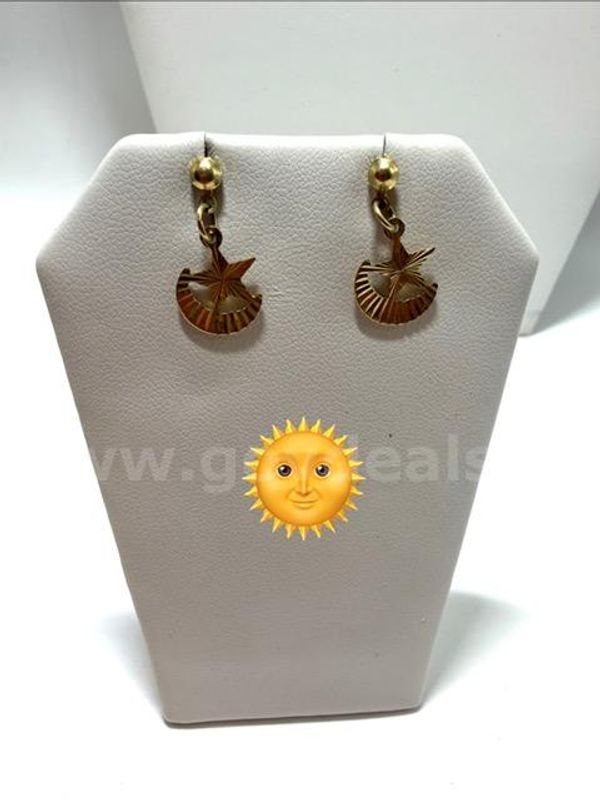 Cute, Star/Moon Stud Earrings, 24k Real Gold Filled