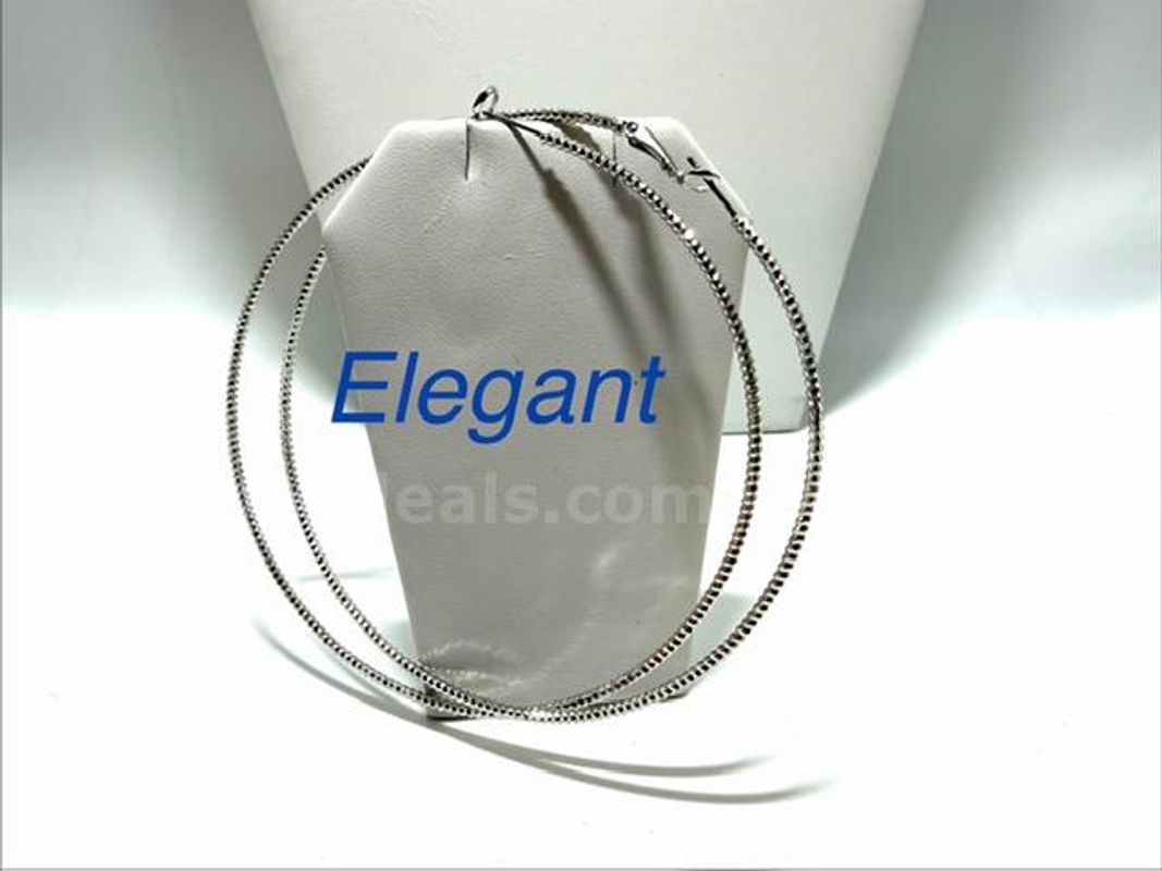 3" Rhodium Clad (Silver), Lightweight, Diamond Cut Hoop Earrings